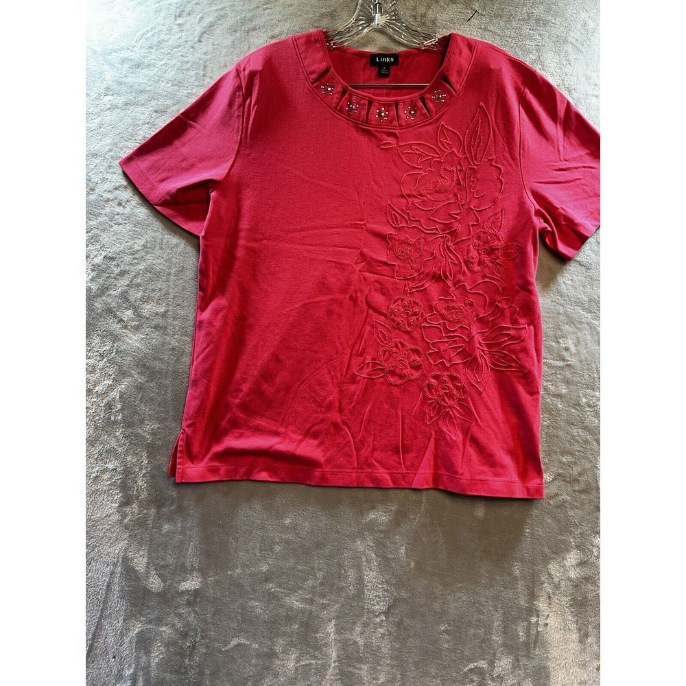Links Pink Short Sleeve Top w White Turtles Size‎ Large